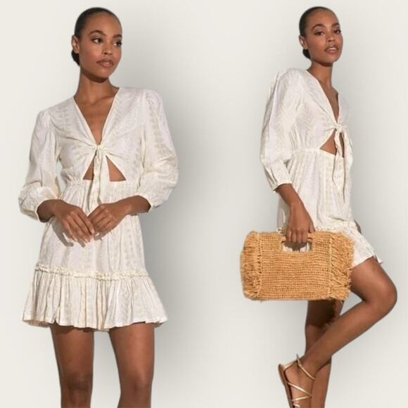 NWT | Elan | Aria Mini Dress | Gold/White | Large - Picture 1 of 14